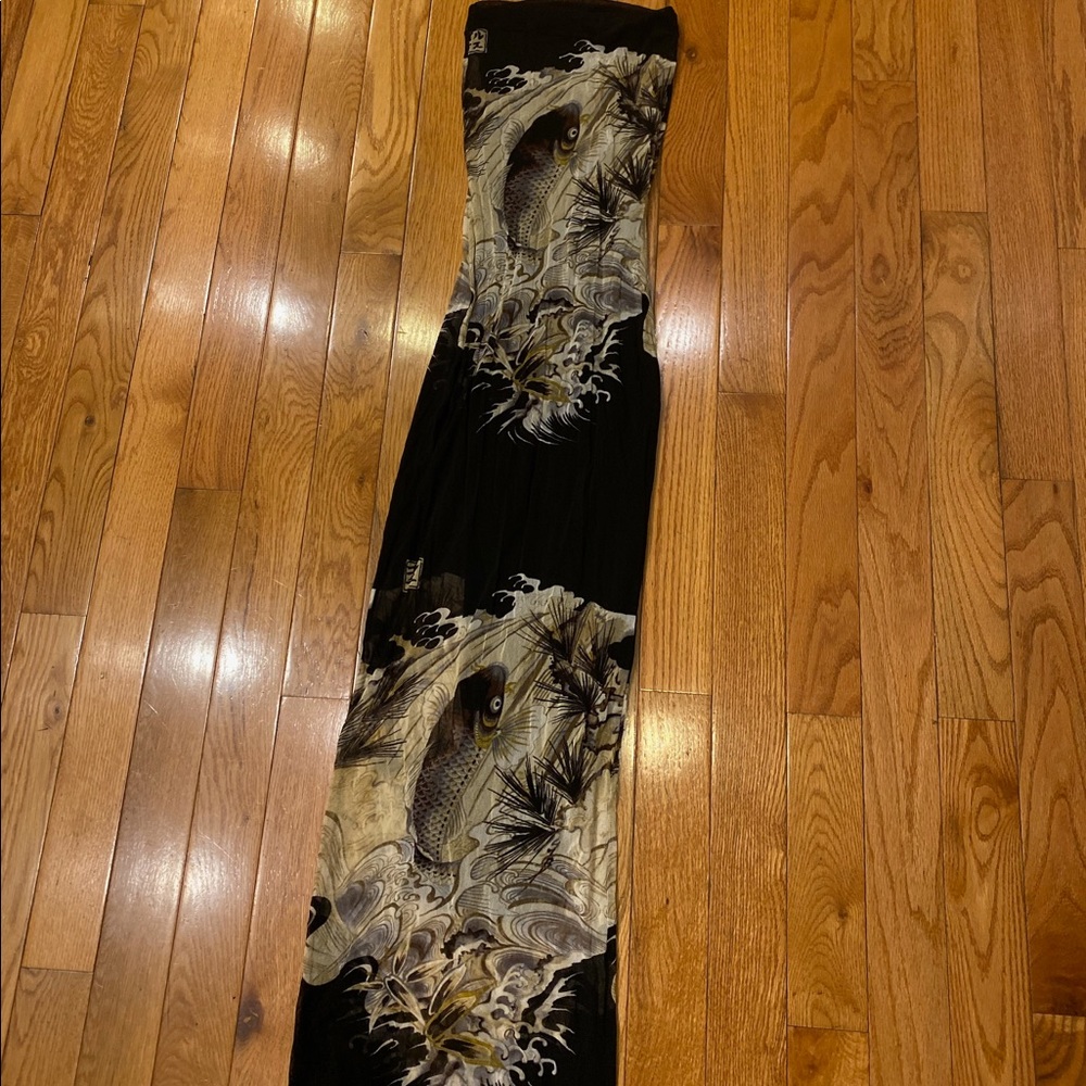 Vintage Jean-Paul Gaultier Koi Tattoo mesh maxi